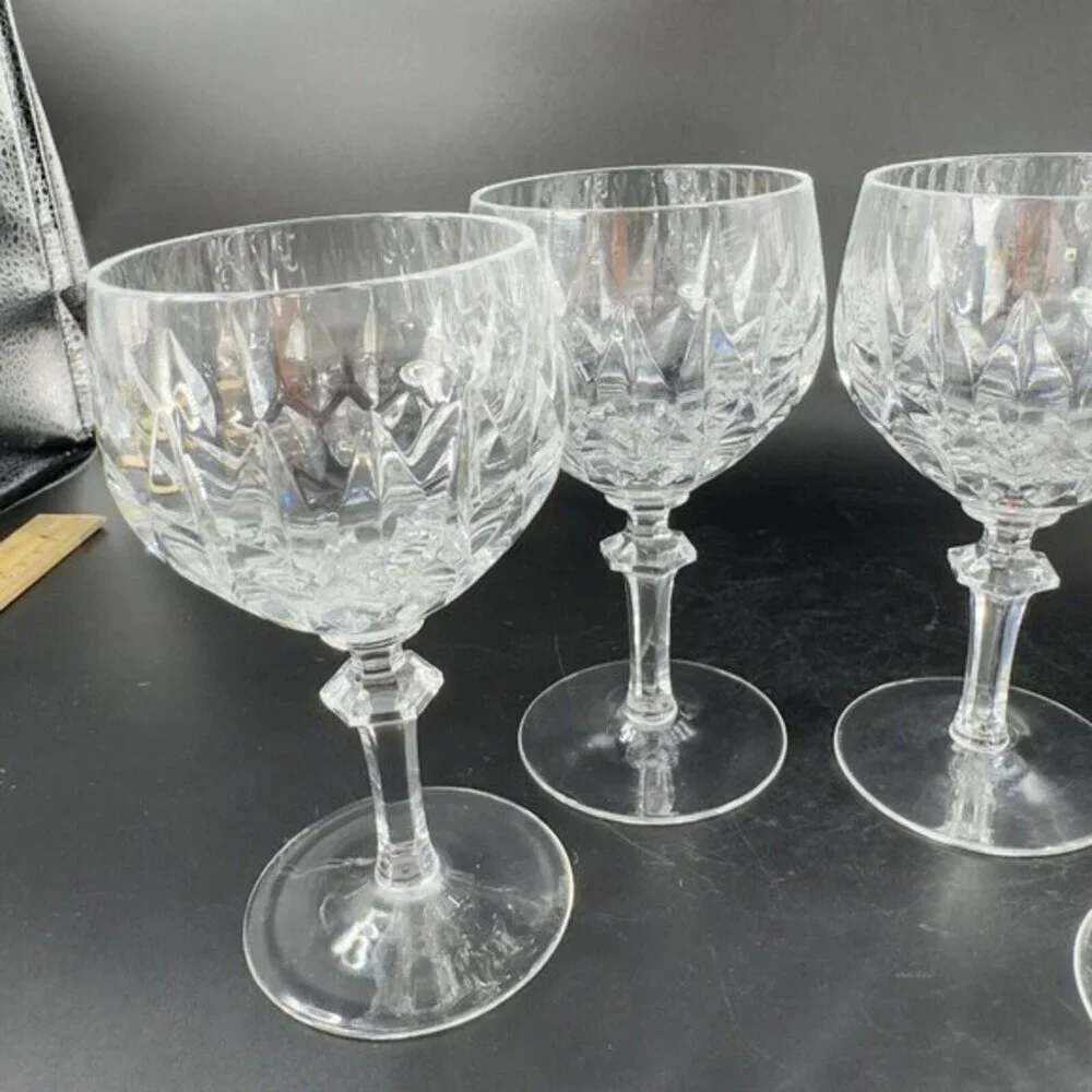Gorham Crystal LA SCALA Clear Drinking Glass Stemware Goblet Set 4 Glasses 5.25”